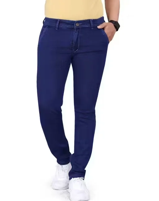 Premium Men’s Stretchable Denim Jeans Slim Fit Regular Fit Cross Pocket Design Comfortable Daily Wear Casual Blue Cotton Blend Jeans for Men India Stylish Trendy Durable Breathable Denim Pants Dark Blue 28 image 2
