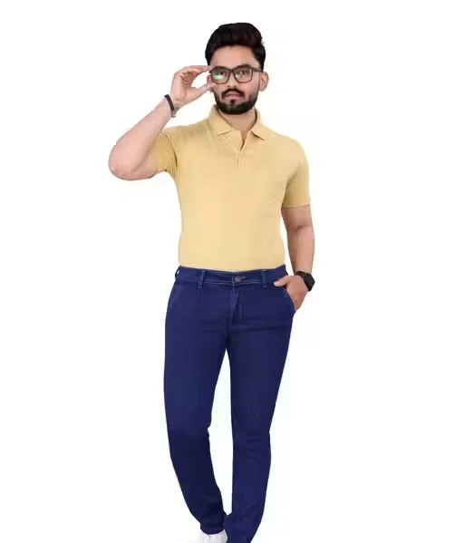 Premium Men’s Stretchable Denim Jeans Slim Fit Regular Fit Cross Pocket Design Comfortable Daily Wear Casual Blue Cotton Blend Jeans for Men India Stylish Trendy Durable Breathable Denim Pants Dark Blue 28 image 3