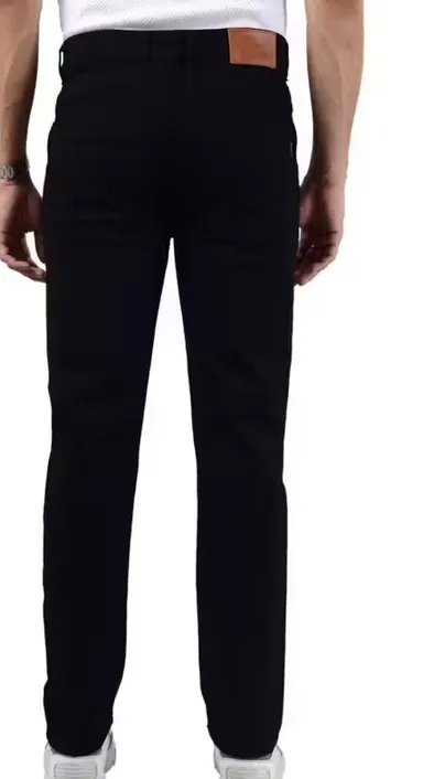 Mens Stretchable Denim Jeans Slim Fit Cross Pocket Stylish Comfortable Regular Fit Trendy Casual Daily Wear Fashion Jeans for Men India Black 40 thumbnail 1