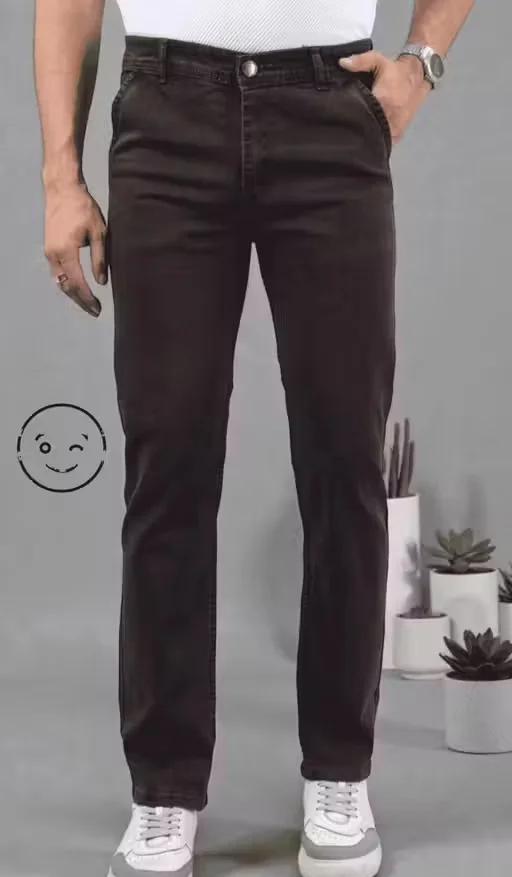 Mens Stretchable Denim Jeans Slim Fit Cross Pocket Stylish Comfortable Regular Fit Trendy Casual Daily Wear Fashion Jeans for Men India Brown 34 image 1