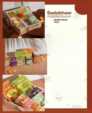Sadabhaar Dry Fruit Gift Hamper Healthy Assorted Snack Box with Salted Pistachios, Premium Raisins, Trail Mix & Peri Peri Foxnuts image 1