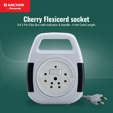 Anchor Panasonic 6A 2 Pin Extension Flex Box 4 Meter White with Indicator and Handle for Home and Office Appliances thumbnail 2