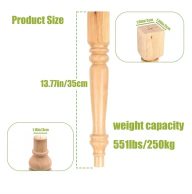 Mahakal International Global Solid Wooden Turner Legs Set of 4 for Centre Table Coffee Table and Tea Table 2x2x18 Inch Premium Hardwood Furniture Legs Primary Colour Durable Carved Wooden Table Support Legs India thumbnail 1