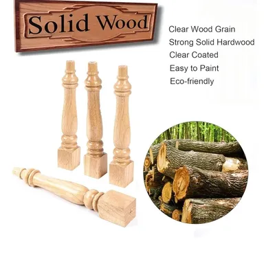 Mahakal International Global Solid Wooden Turner Legs Set of 4 for Centre Table Coffee Table and Tea Table 2x2x18 Inch Premium Hardwood Furniture Legs Primary Colour Durable Carved Wooden Table Support Legs India thumbnail 2