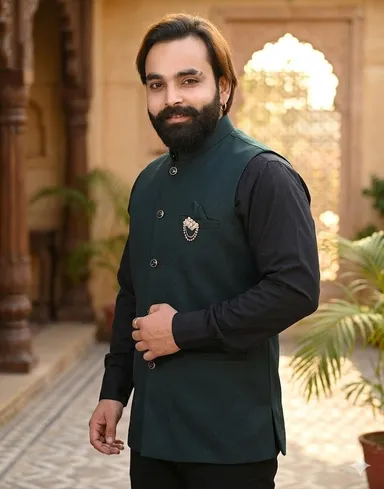 Men’s Ethnic Nehru Modi Jacket Sleeveless Mandarin Collar Party Wear Koti Sadri for Men Traditional Wedding Festive Waistcoat Blazer Style Ethnic Wear India Pack of 1 jacket M thumbnail 0