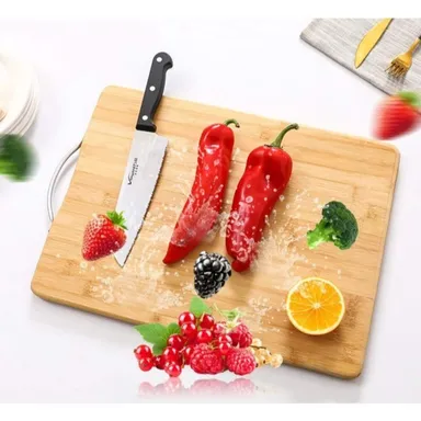 Global Popular Wooden Chopping Board with Metal Handle Multipurpose Kitchen Cutting Board for Vegetables Fruits Cheese BPA Free Eco Friendly Anti Microbial Durable Wooden Food Prep and Serving Board thumbnail 1
