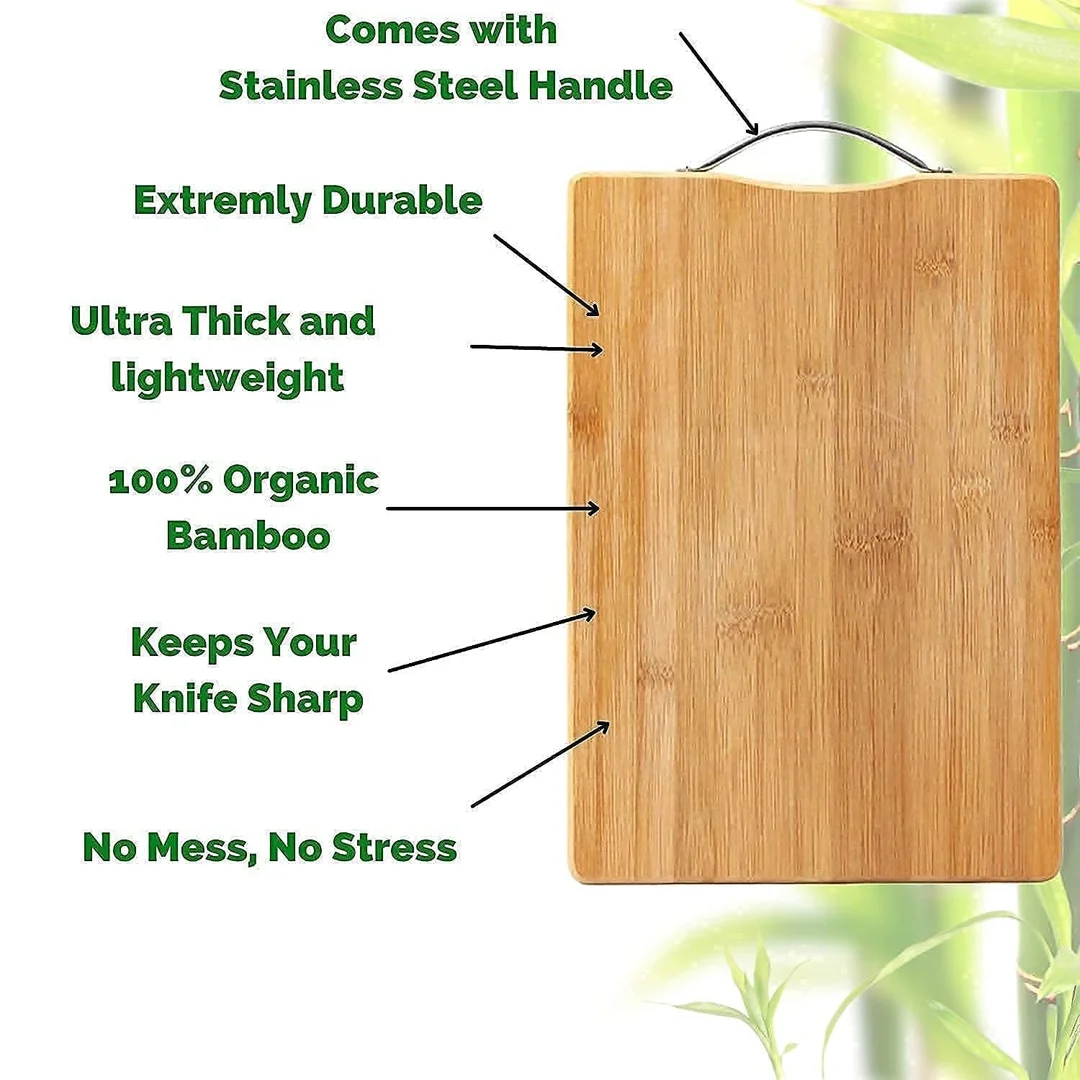Global Popular Wooden Chopping Board with Metal Handle Multipurpose Kitchen Cutting Board for Vegetables Fruits Cheese BPA Free Eco Friendly Anti Microbial Durable Wooden Food Prep and Serving Board image 4
