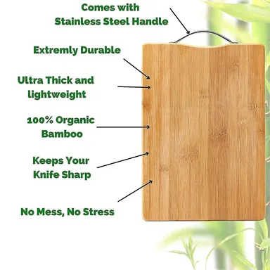 Global Popular Wooden Chopping Board with Metal Handle Multipurpose Kitchen Cutting Board for Vegetables Fruits Cheese BPA Free Eco Friendly Anti Microbial Durable Wooden Food Prep and Serving Board thumbnail 3
