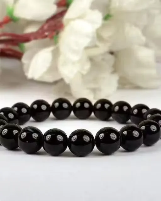 Premium Black Beaded Bracelet for Men & Women | Stretchable Natural Stone Beads Wristband | Minimal Unisex Fashion Jewelry for Daily Wear, Office, Casual & Gifting Style Accessory image 2
