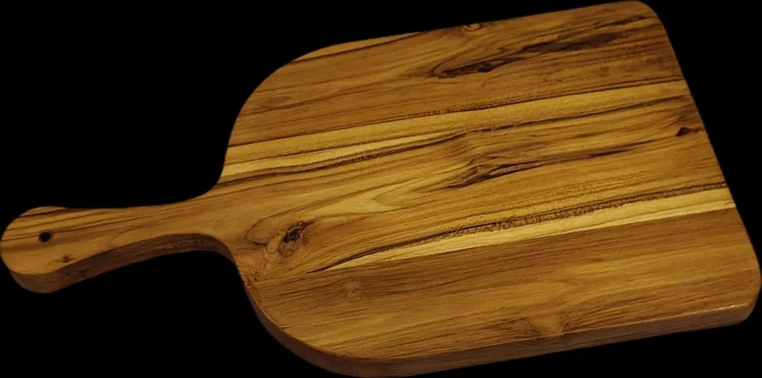 Global Teak Wood Cutting Board with Handle Premium Solid Wooden Chopping Block Kitchen Cutting Board for Vegetables Fruits Meat Serving Durable Heavy Duty Natural Wooden Board India image 2