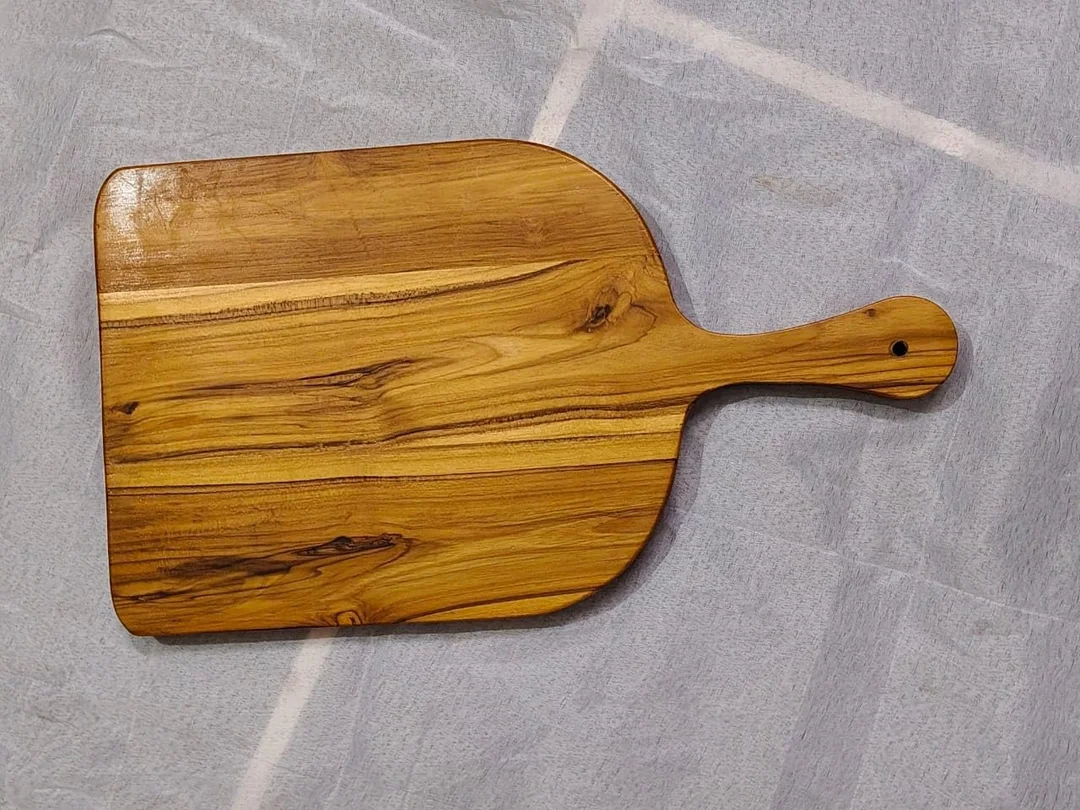 Global Teak Wood Cutting Board with Handle Premium Solid Wooden Chopping Block Kitchen Cutting Board for Vegetables Fruits Meat Serving Durable Heavy Duty Natural Wooden Board India image 4