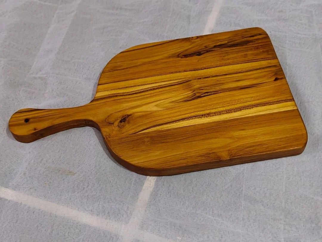 Global Teak Wood Cutting Board with Handle Premium Solid Wooden Chopping Block Kitchen Cutting Board for Vegetables Fruits Meat Serving Durable Heavy Duty Natural Wooden Board India image 5