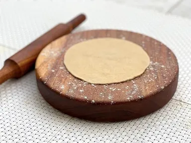 Global Wooden Rolling Pin with Round Base Traditional Kitchen Belan for Roti Chapati Paratha Baking Dough Roller Walnut Wood Walnut Brown Durable Handmade Kitchen Tool India thumbnail 2