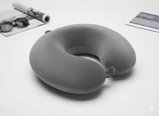 Grey Soft Velvet U-Shaped Travel Neck Pillow Ergonomic Orthopedic Fibre Neck Support Cushion for Car Airplane Train Travel Rest Pillow image 1