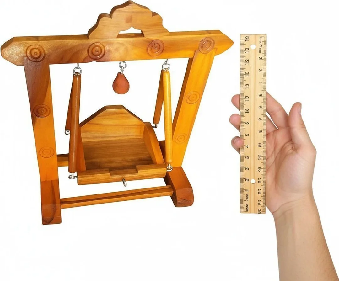 Wooden Laddu Gopal Ji Jhula Shri Krishna Kanha Ji Swing for Home Temple Mandir Pooja Room Decorative Handmade Wooden Jhoola for Idol Sitting Traditional Religious Decor image 2