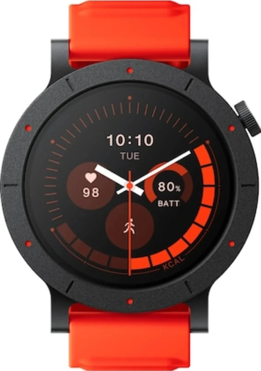 AVR Watch 3 Pro CMT Rugged Round Dial Smartwatch Black Orange Strap Free Size 120 Plus Sports Modes Bluetooth Calling Fitness Tracker Heart Rate SpO2 Sleep Monitor Waterproof Smart Watch for Men Women India image 2