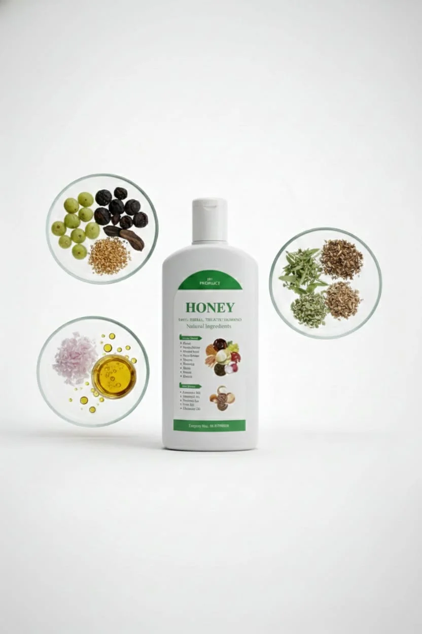 Honey 100% Herbal Treatment Shampoo for Hair Fall Control and Damage Repair Natural Ayurvedic Hair Cleanser with Honey Extracts for Dry Frizzy Hair Dandruff Free Scalp Nourishing Daily Use Shampoo India image 2