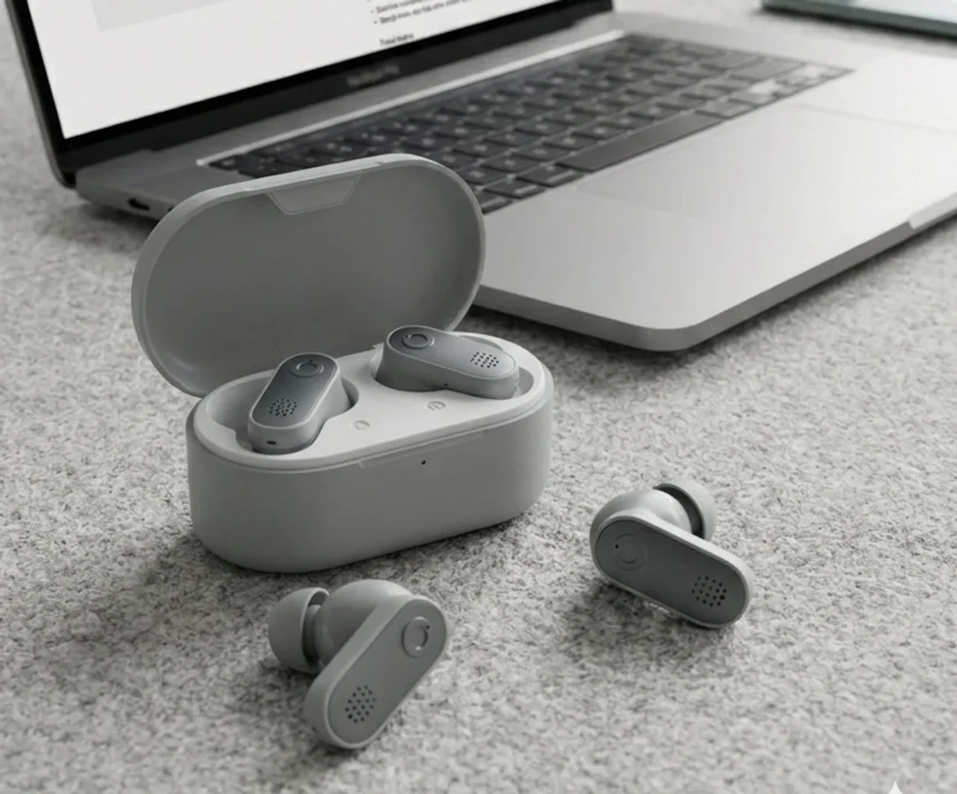 Heyuva Buds 3 R True Wireless Bluetooth Earbuds Silver Grey High Bass Sound Clear Calling Stereo TWS Earphones Ergonomic Fit Fast Charging Wireless Earbuds India image 2