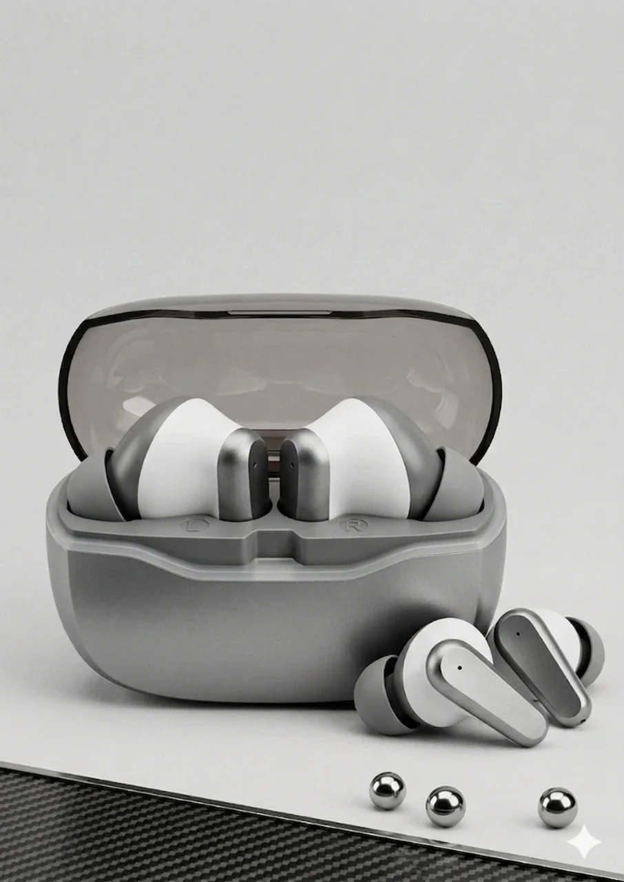 AVR Crystel Pro True Wireless Earbuds with Deep Bass Sound, Sleek Ergonomic Design, Clear Calling Audio, Bluetooth TWS In-Ear Headphones Grey for Music Gaming Calls image 2