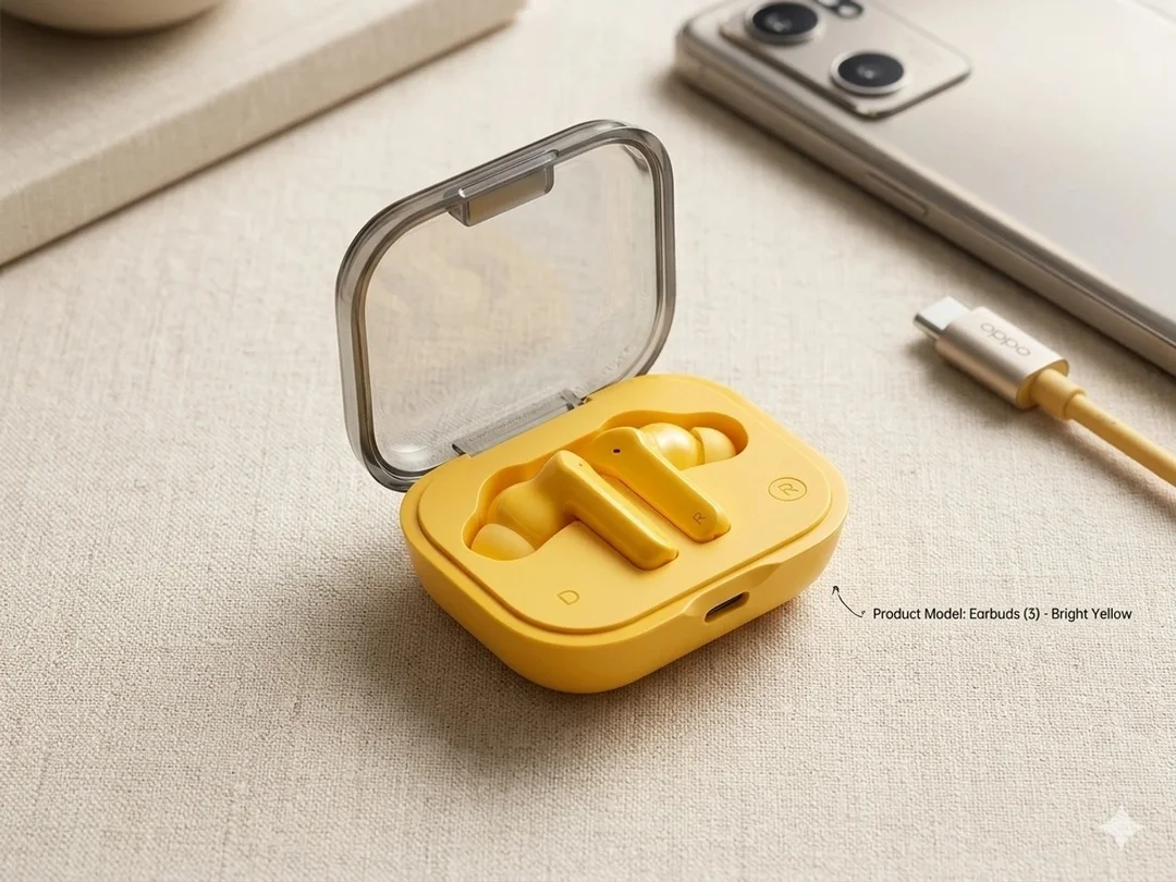 AVR Ear 2 High Bass Wireless Earbuds with Transparent Charging Case Yellow In Ear Bluetooth Earphones Sleek Design Clear Calling Deep Bass TWS Earbuds India image 1