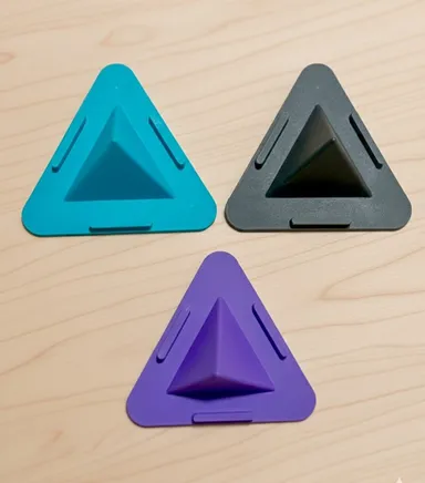 Triangle Foldable Mobile Stand Multi Color Portable Phone Holder Durable Adjustable Desk Stand for Smartphones Tablets Universal Mobile Holder for Office Home Travel Viewing Stand| Pack of 3 thumbnail 1