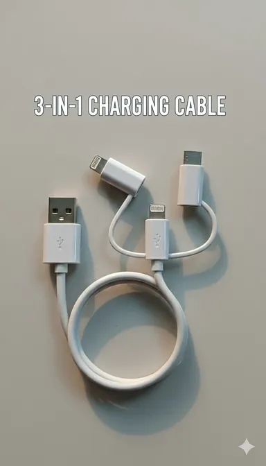 3 in 1 Fast Charging Cable USB A to Type C Micro USB 8 Pin Multi Charging Data Cable 3 FT Universal Compatible Mobile Phone Charger Cable Multicolour High Speed Sync thumbnail 0