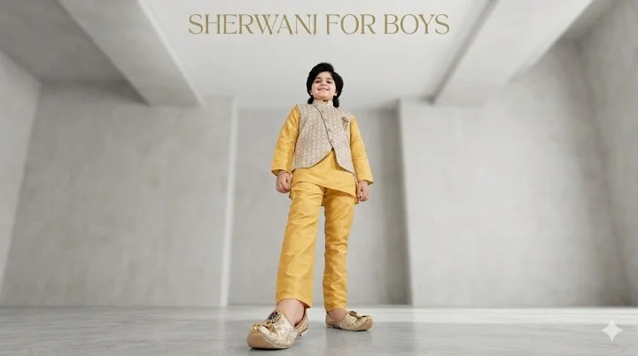Boys Silk Blend Kurta Pajama with Embroidered Nehru Jacket Set Yellow Beige Festive Ethnic Wear for Kids Wedding Party Traditional Dress Outfit India Boyes Jacket 3-4 Y image 2