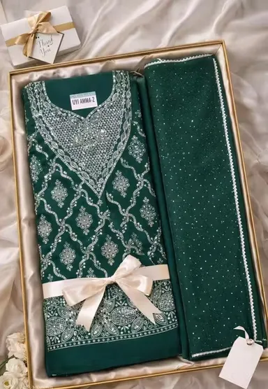 Elegant Diamond Work Salwar Suit Dress Material for Women with Matching Dupatta Premium Unstitched Ethnic Wear Fabric Set for Festive Party Wedding and Traditional Occasion Stylish Outfit India thumbnail 1