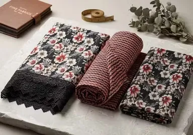 Trendy Floral Print Crepe Dress Material for Women with Printed Dupatta & Bottom Party Casual Festive Ethnic Wear Brown Colour Free Size thumbnail 0