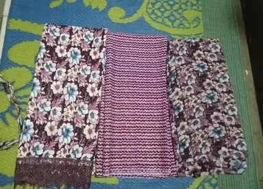 Trendy Floral Print Crepe Dress Material for Women with Printed Dupatta & Bottom Party Casual Festive Ethnic Wear purple  Free Size thumbnail 0