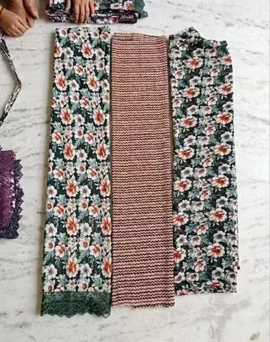 Trendy Floral Print Crepe Dress Material for Women with Printed Dupatta & Bottom Party Casual Festive Ethnic Wear light green Free Size thumbnail 0