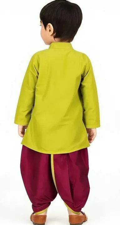 NASEnterprise Boys Kurta Dhoti Pant Set Green Cotton Blend Festive Wedding Party Traditional Ethnic Wear Kids Kurta Set Comfortable Stylish Outfit for Boys India Green 3-4 Y thumbnail 1