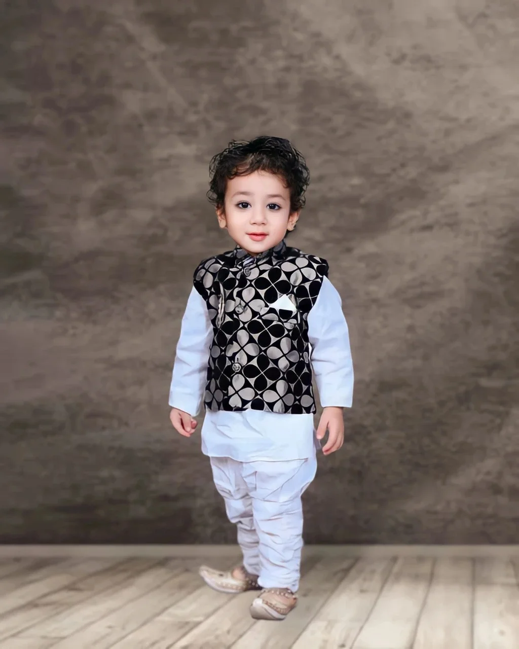 SKM EMPIRE Boys Black Kurta Dhoti Pant Set Festive Wedding Ethnic Wear Kids Traditional Outfit Cotton Blend Party Dress Kurta Pyjama Set for Boys India Black 3-6 M image 1
