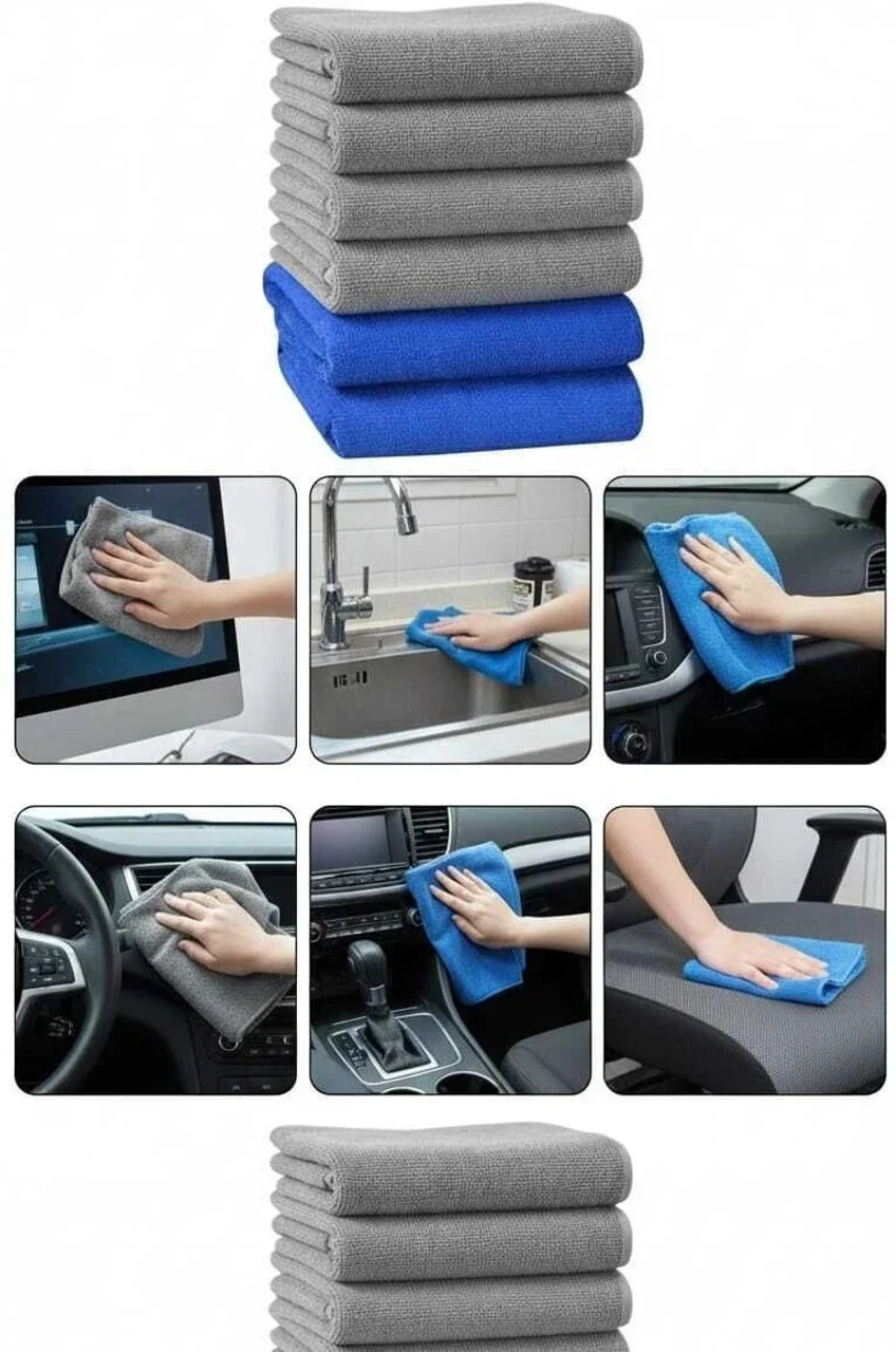 Rich Market Microfiber Cleaning Cloth 250 GSM Ultra Soft Lint Free 40x40 cm High Absorbent Multi Purpose Car Bike Kitchen Glass Wet Dry Cleaning Cloth Pack of 6 Reusable Dusting Polishing Cloth image 2
