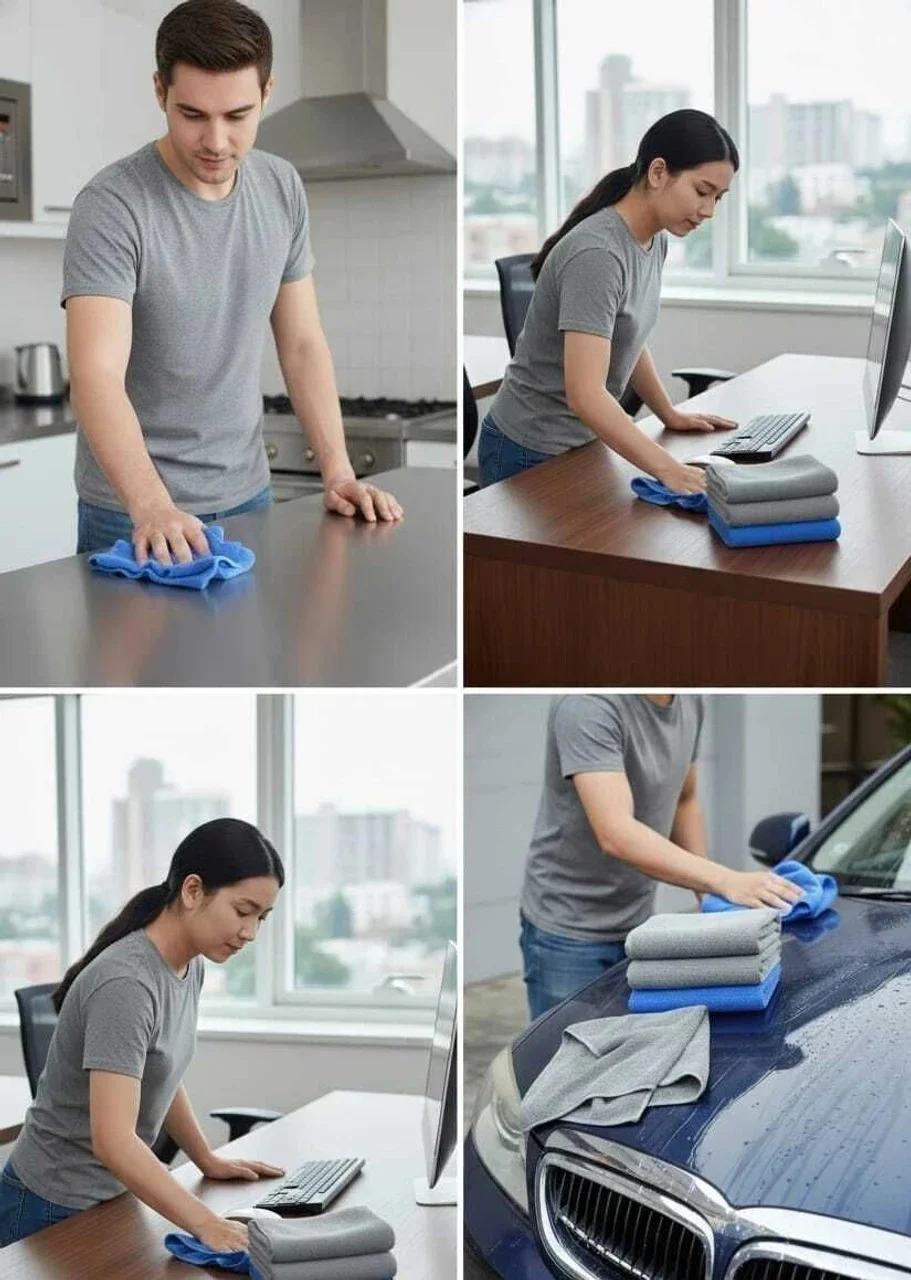 Rich Market 250 GSM Microfiber Cleaning Cloth 40x40 cm Ultra Soft Lint-Free High Absorbent Reusable Wet Dry Dusting Polishing Cloth Pack of 8 for Car Kitchen Glass Cleaning India Multicolour Pack of 2 image 2