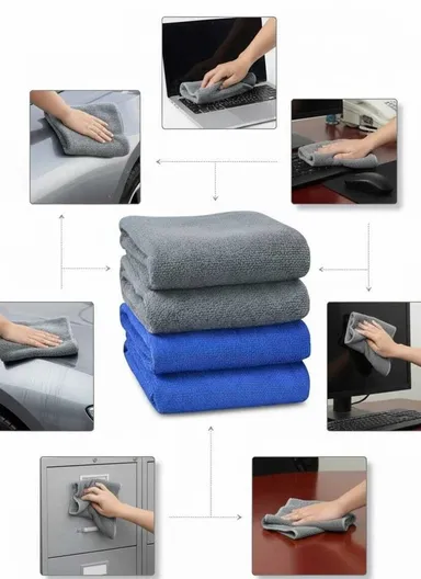 Rich Market 250 GSM Microfiber Cleaning Cloth 40x40 cm Ultra Soft Lint-Free High Absorbent Reusable Wet Dry Dusting Polishing Cloth Pack of 8 for Car Kitchen Glass Cleaning India Multicolour Pack of 8 thumbnail 1
