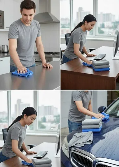Rich Market 250 GSM Microfiber Cleaning Cloth 40x40 cm Ultra Soft Lint Free High Absorbent Reusable Wet Dry Dusting Kitchen Car Bike Glass Cleaning Cloth Pack of 4 Assorted Pack of 2 thumbnail 1