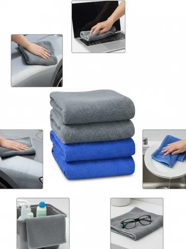 Rich Market Microfiber Cleaning Cloth 250 GSM Ultra Soft Lint Free 40x40 cm High Absorbent Multi Purpose Car Bike Kitchen Glass Wet Dry Cleaning Cloth Pack of 6 Reusable Dusting Polishing Cloth  Multicolour Pack of 4 thumbnail 1