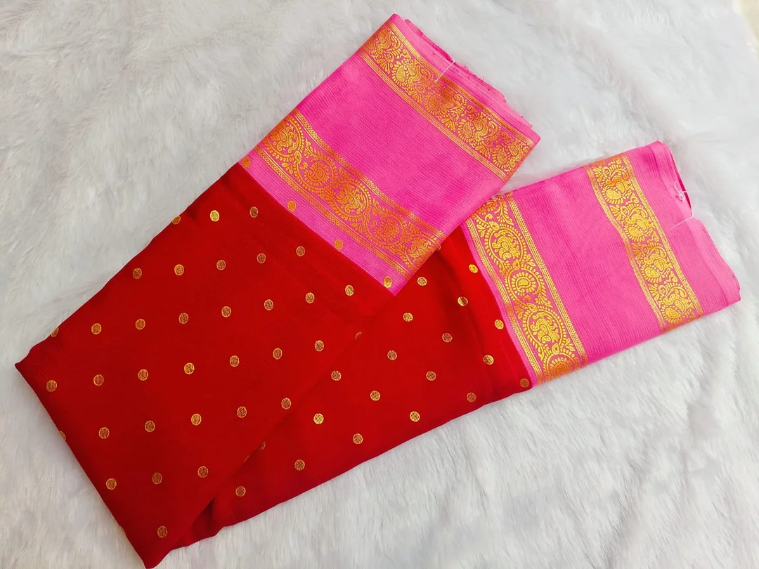 Red Foil Printed Festival Wear Saree for Women Elegant Fancy Party Saree Traditional Occasion Saree Lightweight Stylish Ethnic Wear for Weddings & Celebrations image 3