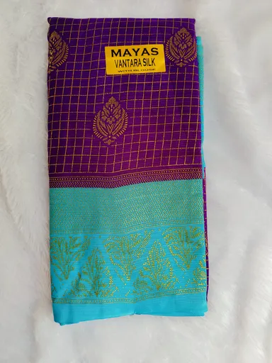 Royal Blue Foil Printed Horizontal Design Party Wear Saree with Sky Blue Border Elegant Designer Ethnic Wear for Women Festive Wedding Collection thumbnail 1
