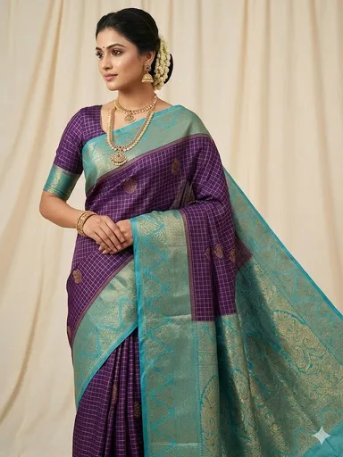 Royal Blue Foil Printed Horizontal Design Party Wear Saree with Sky Blue Border Elegant Designer Ethnic Wear for Women Festive Wedding Collection thumbnail 0