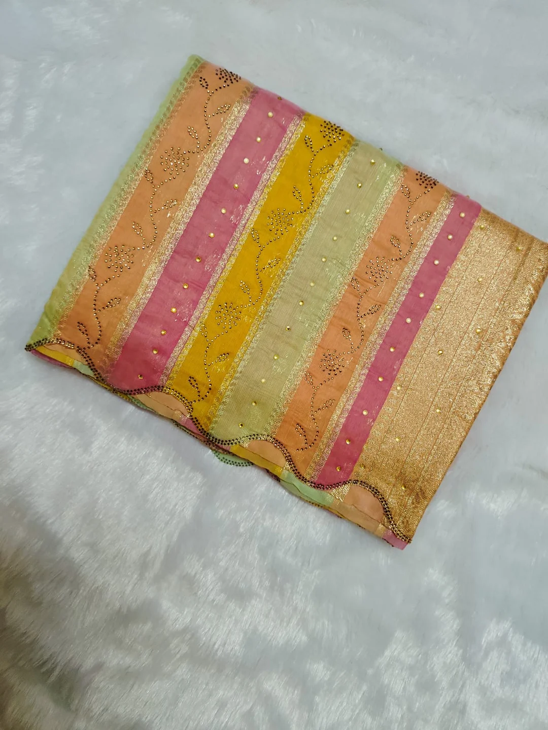 Rainbow Colour Saree Stunning Multicolour Elegance with Intricate Gold Embellished Design Party Wear Festival Ethnic Saree for Women Wedding & Special Occasions image 3