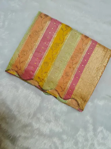 Rainbow Colour Saree Stunning Multicolour Elegance with Intricate Gold Embellished Design Party Wear Festival Ethnic Saree for Women Wedding & Special Occasions thumbnail 2