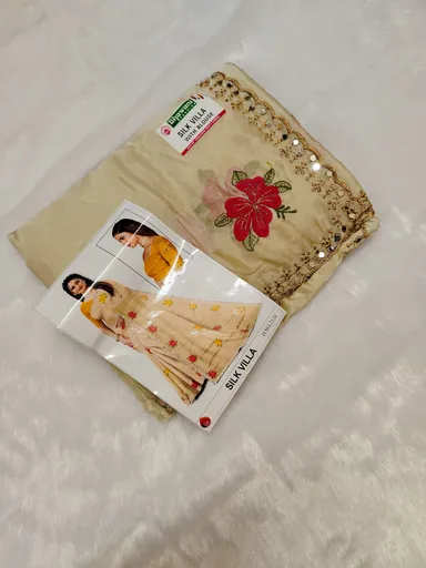 Bhawani A Silk Villa Light Yellow Silk Party Wear Saree with Elegant Mirror Work Border Design, Traditional Ethnic Festive Wedding Occasion Saree for Women thumbnail 2