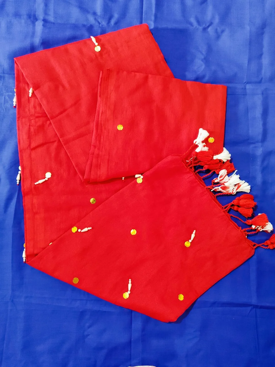 Red Cotton Kurti Saree for Women Summer Vacation Ethnic Wear with Ginni Work Puttu Zara Work Designer Fusion Kurti Saree Lightweight Breathable Daily Wear Party Wear Trending Indian Outfit image 4