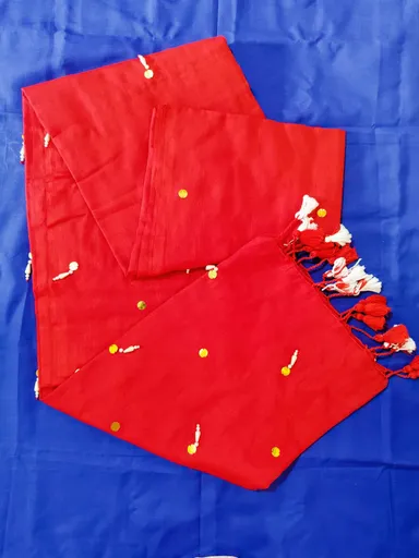 Red Cotton Kurti Saree for Women Summer Vacation Ethnic Wear with Ginni Work Puttu Zara Work Designer Fusion Kurti Saree Lightweight Breathable Daily Wear Party Wear Trending Indian Outfit thumbnail 3