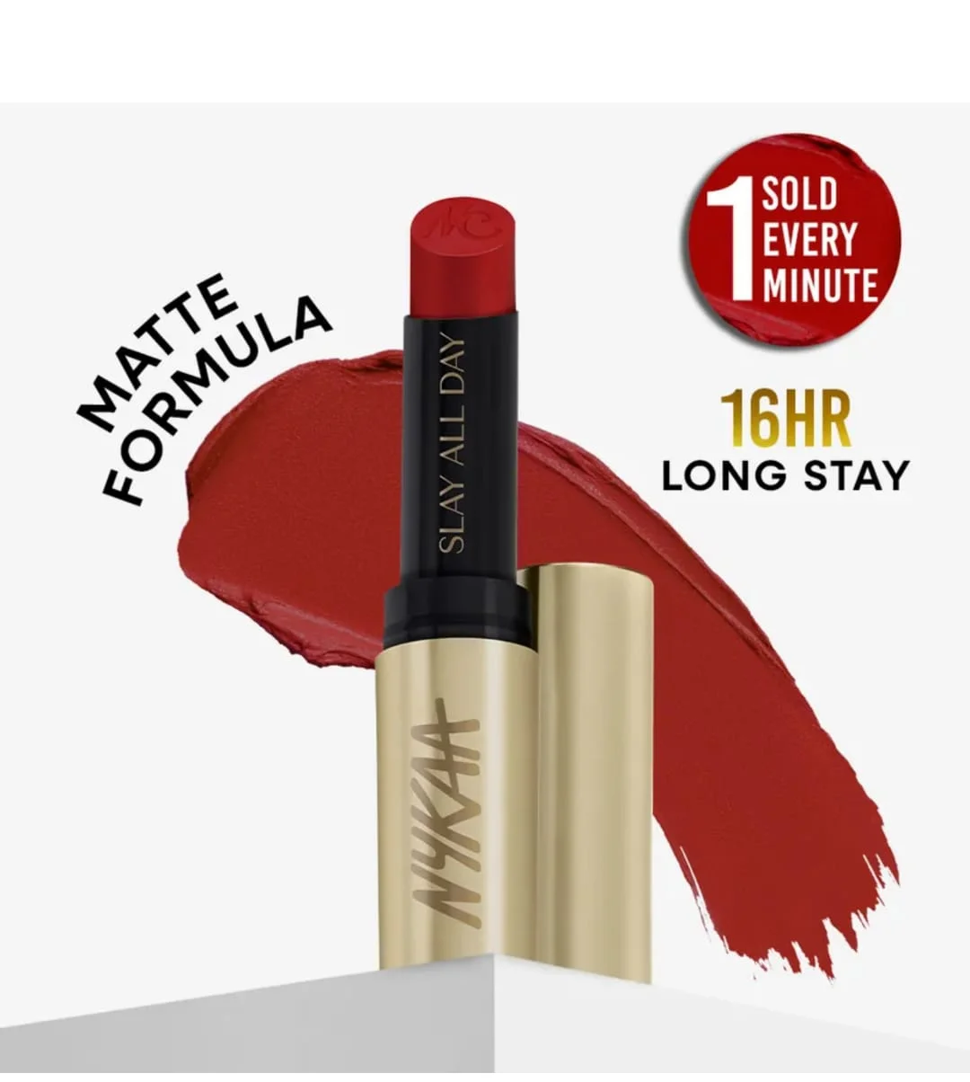 Nykaa Matte To Last No Transfer Long Lasting Lipstick 3.5g Regal Ruby Shade Deep Red Velvet Matte Finish Smudge Proof Waterproof High Pigment Lightweight Lip Colour India image 1