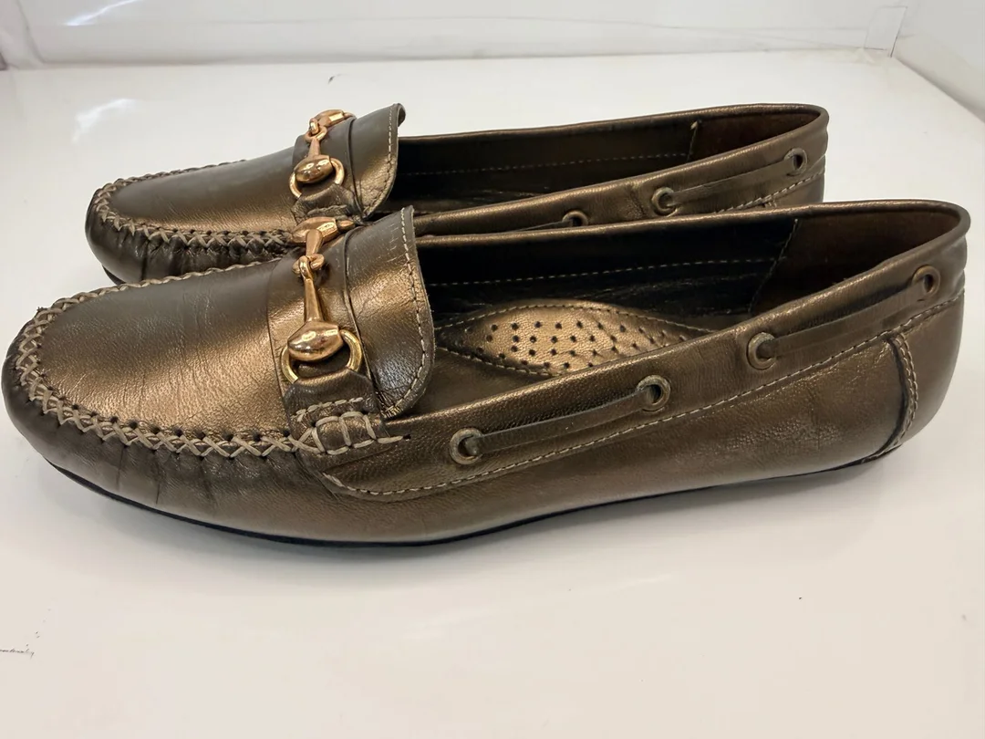 Womens Burgundy Leather Horsebit Loafers Gold Tone Hardware Comfort Insole Slip On Driving Moccasins Casual Office Formal Shoes India Premium Classic Footwear metallic bronze 5 image 1