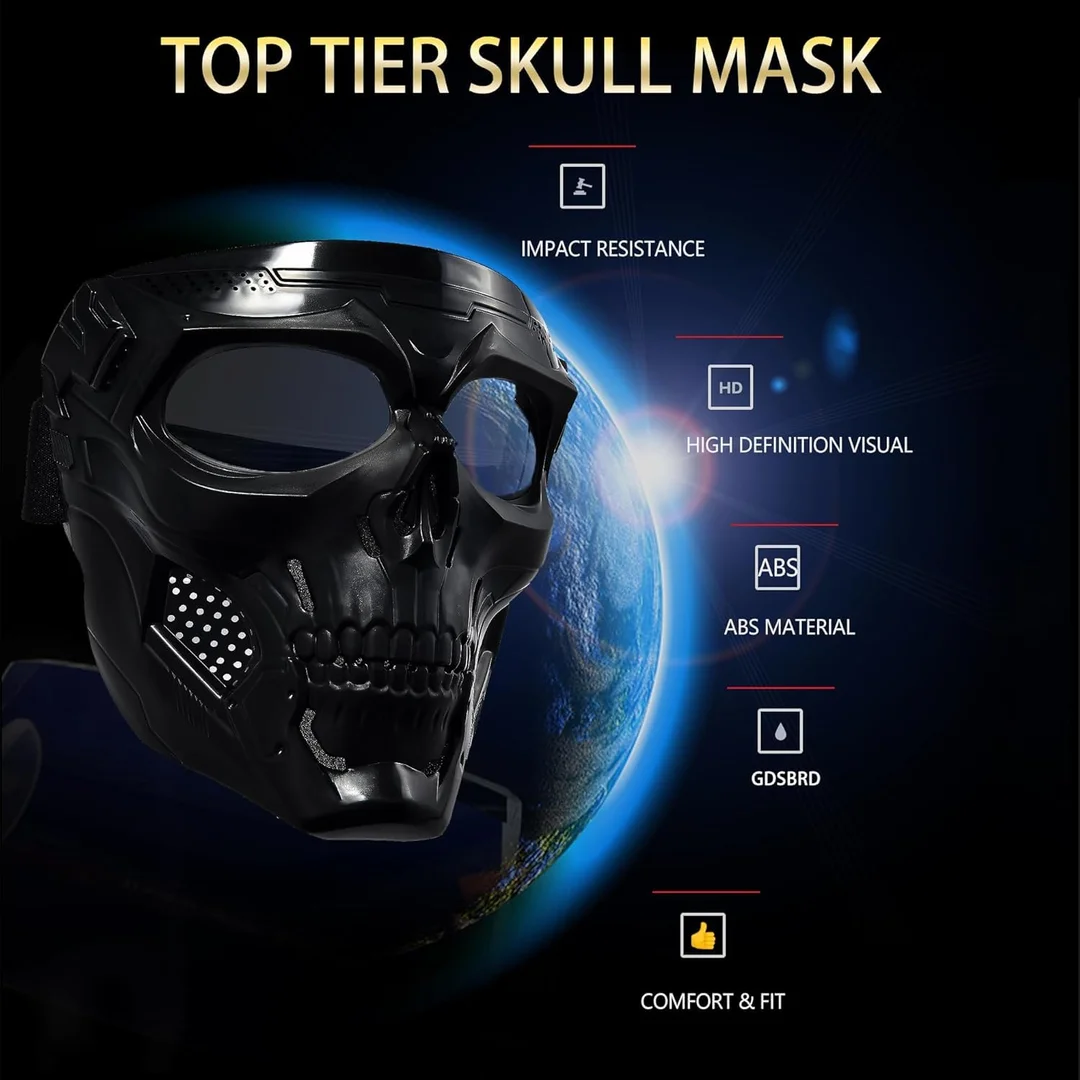 Skull Face Mask Black 3D Printed Reusable Washable Breathable Anti Pollution Dust Protection Cycling Riding Halloween Costume Skull Print Face Cover for Men Women image 4