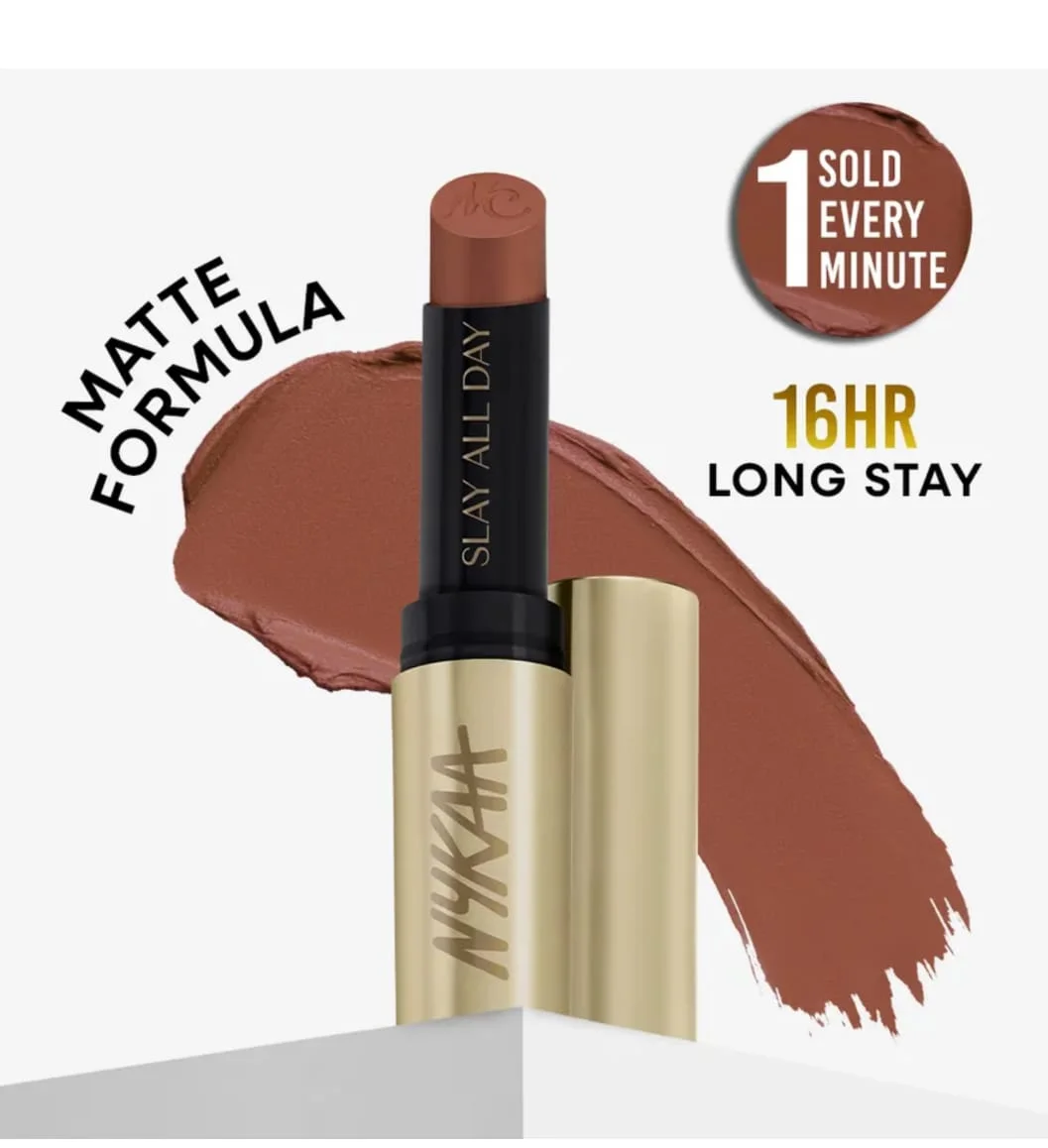 Nykaa Matte To Last No Transfer Long Lasting Lipstick 3.5g Bon Bon Shade Deep Red Brown Velvet Matte Smudge Proof Waterproof High Pigment Lightweight Lip Colour for Indian Skin Tone Everyday Office Party Wear image 1